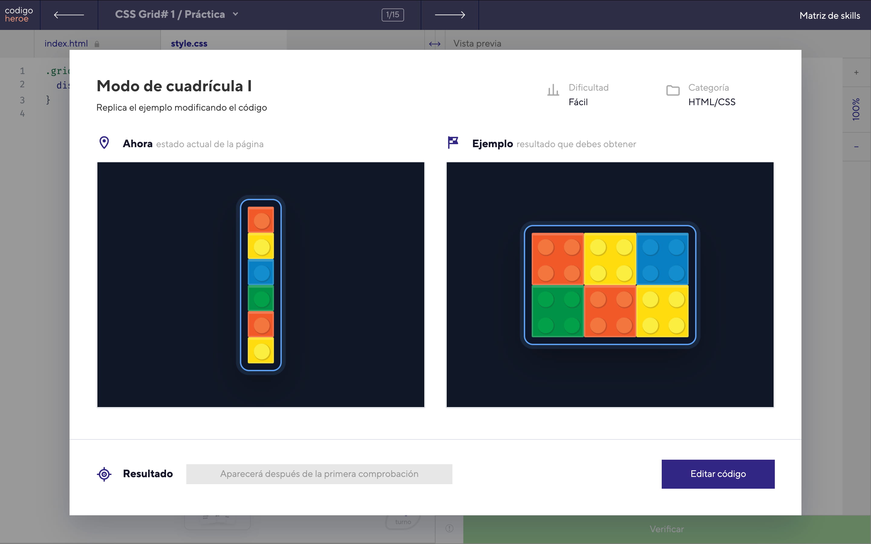 Desafío visual de CSS Grid: compara tu resultado con el ejemplo